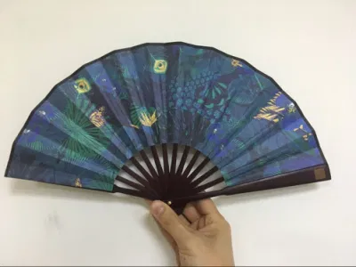 Fãs de seda de tecido de ventilador portátil de bambu para decoração de presentes de casamento de festa